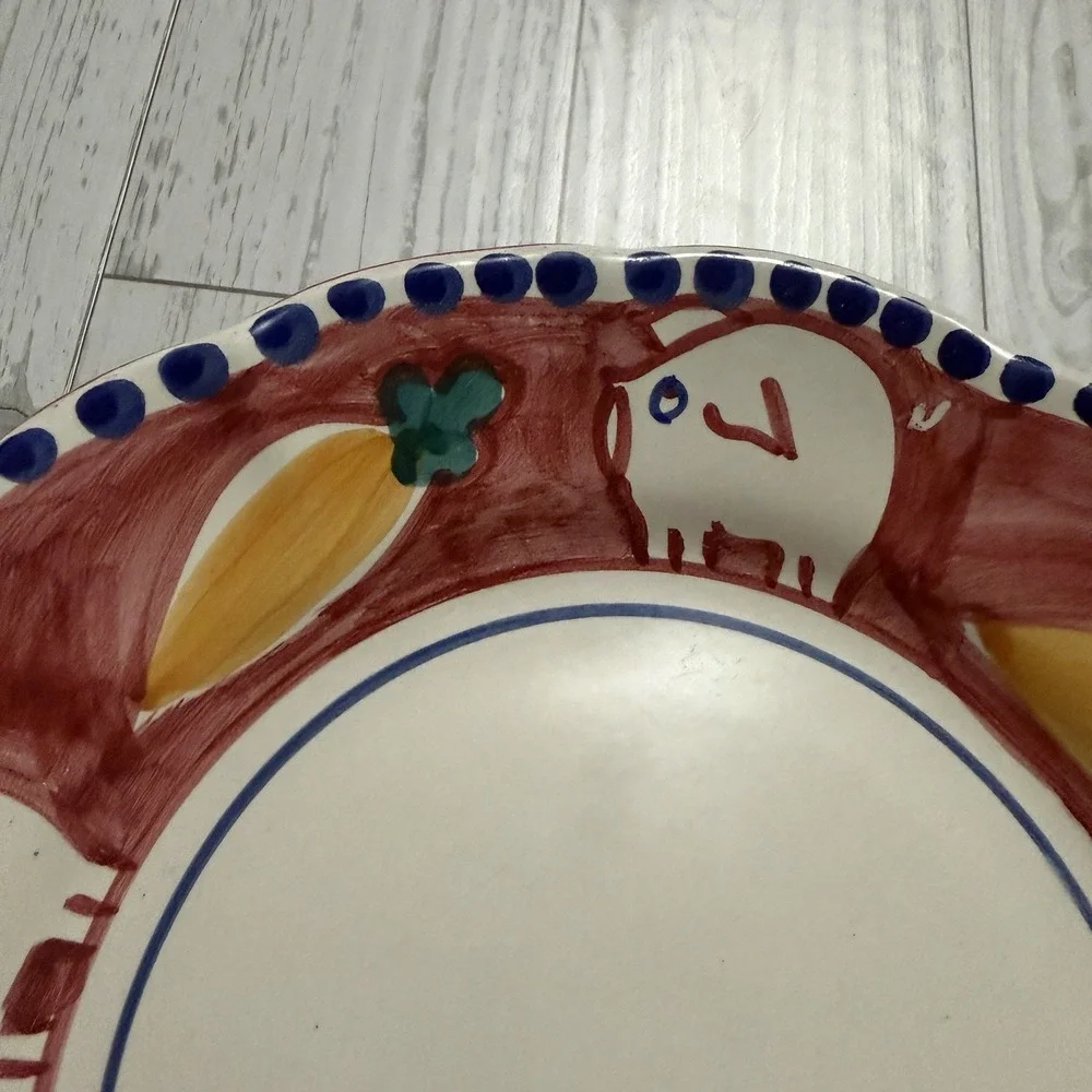 VIETRI Solimene Campagna Pig Carrot Porco Hand Painted Ceramic Salad Plate  8.5